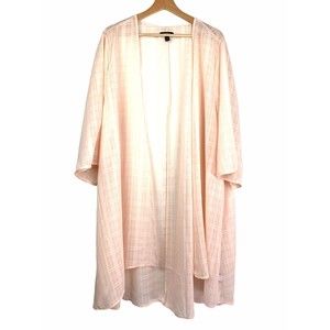 Torrid Peachy Plaid Long Sheer Kimono Cardigan Open Front Women’s 3 NWOT